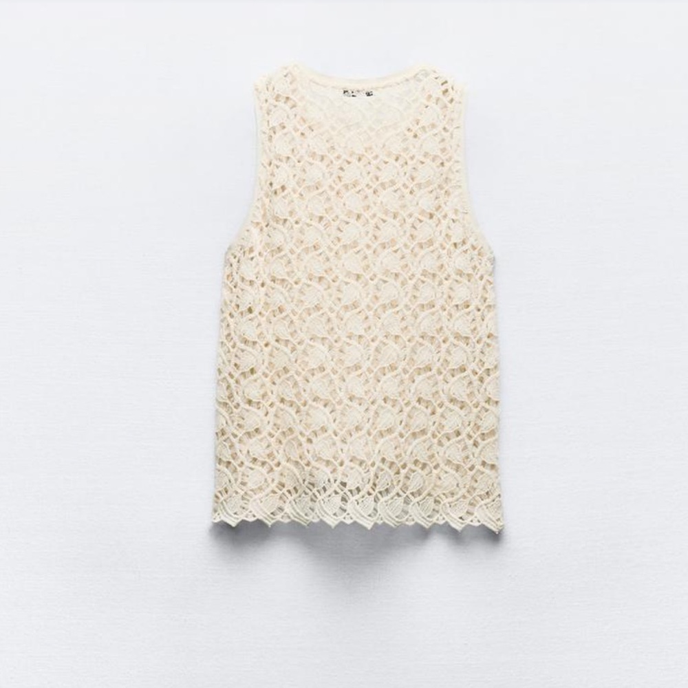 ZARA 2pc Set Crochet Top is a small and Wide-Leg Trousers is a Large NWT - Picture 13 of 16